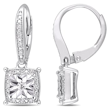1/5 CT TW Diamond Leverback Earrings in Sterling Silver