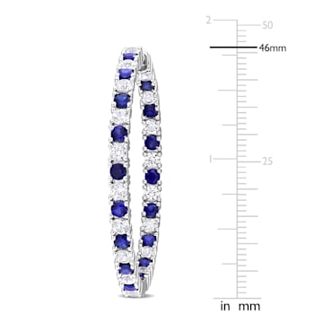10 2/5ctw Created Sapphire and Created White Sapphire Inside-Out Hoop
Earrings in Sterling Silver