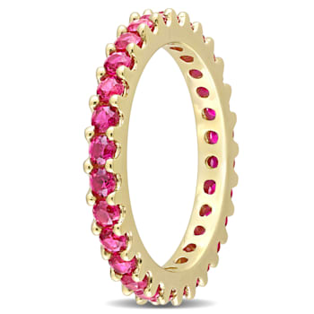 1 1/2 CT TGW Created Ruby Eternity Ring in 10K Yellow Gold