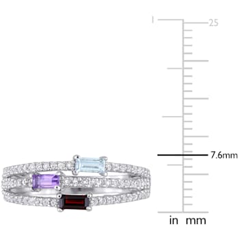3/4 CTW Multi-Gemstone Split-Shank Ring in Sterling Silver