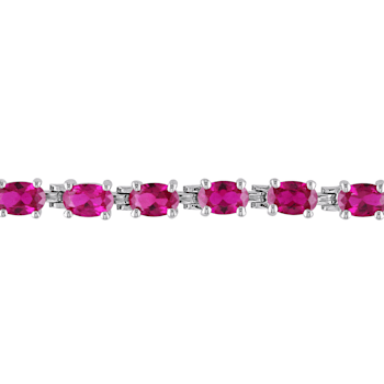 16 1/2 CT TGW Created Ruby Bracelet in Sterling Silver
