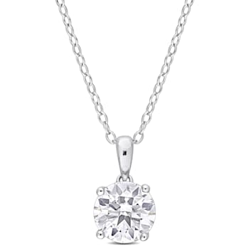 1 4/5 CT DEW Created Moissanite Solitaire Pendant with Heart Detail and
Chain in Sterling Silver