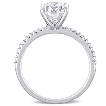 2 CT DEW Created Moissanite and 1/10 CT TW Diamond Engagement Ring in
14K Gold