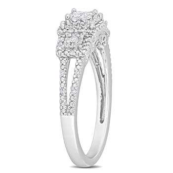 1/5 CT TW Princess and Round Diamond Split Shank Ring in Sterling Silver