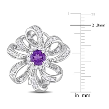 1 5/8 CT TGW African Amethyst and White Topaz Floral Earrings in
Sterling Silver