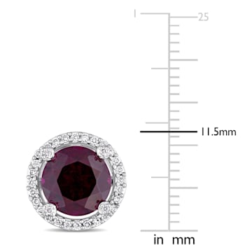 5 1/5 CT TGW Rhodolite and 1/4 CT TW Diamond Stud Earrings in 14K White Gold