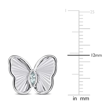 1/6 CT TGW Aquamarine Butterfly Stud Earrings in Sterling Silver