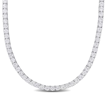 33 CT TGW Created White Sapphire Tennis Necklace in Sterling Silver