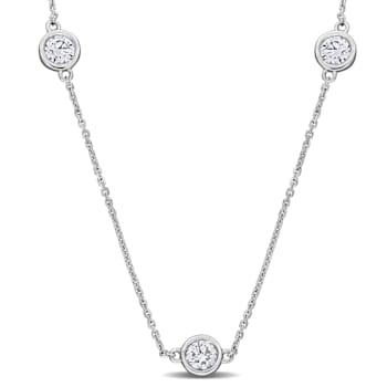 1 3/4ctw Lab-Grown Diamond 3-Stone Necklace in 14K White Gold