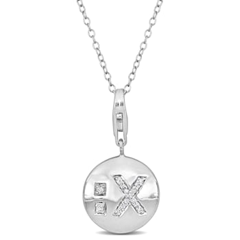 1/10 CT TW Diamond Emoticon Pendant with Chain in Sterling Silver