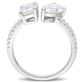 2 1/8 CT TGW Created Moissanite 2-Stone Ring in Sterling Silver