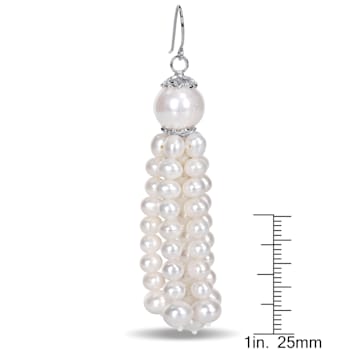 4.5-11 MM Freshwater Cultured Pearl Tassel Drop Earrings in Sterling Silver