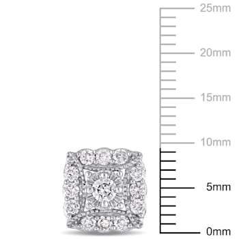 3/4 CT TW Diamond Framed Stud Earrings in 14k White Gold