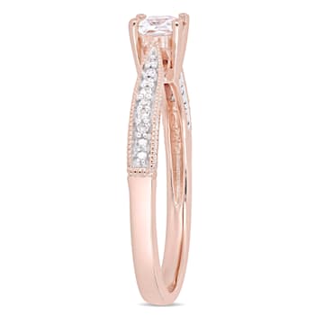 1/3 CT TGW Created White Sapphire & Diamond Accent Ring in 18K Rose
Gold Over Sterling Silver