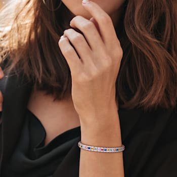 8 1/5 CT TGW Multi-Color Sapphire and 2 1/5 CT TDW Diamond Tennis
Bracelet in 18K White Gold