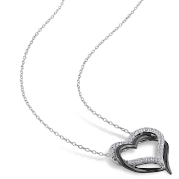 Created White Sapphire Crossover Heart Pendant With Chain Sterling
Silver with Black Rhodium Plating