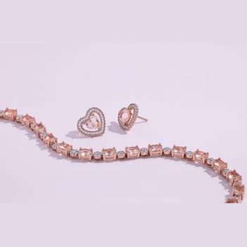 1.75CTW Morganite Simulant and Cubic Zirconia Heart Earrings in 18K Rose
Gold Over Sterling Silver