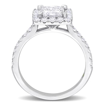 2 CT TGW Lab Grown Diamond with Tsavorite Accent Halo Engagement Ring in
14K White Gold