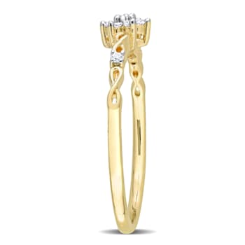 1/10ctw Diamond Floral Promise Ring in 18K Yellow Gold Over Sterling Silver