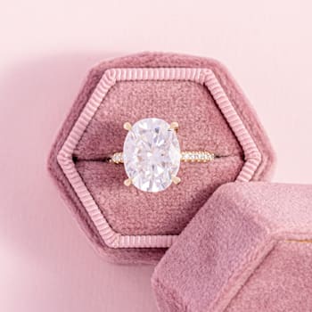 4-7/8 CT DEW Created Moissanite Engagement Ring in 10K Yellow Gold