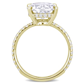 4-7/8 CT DEW Created Moissanite Engagement Ring in 10K Yellow Gold