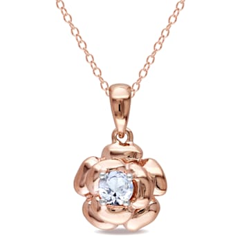 1/3 CT TGW Created White Sapphire Floral Pendant with Chain in Rose
Plated Sterling Silver