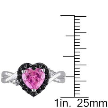 1 7/8 CT TGW Created Pink Sapphire, Spinel and Diamond Accent Heart Ring
in Sterling Silver