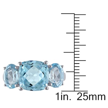 8 2/5 CT TGW Sky Blue Topaz 3-Stone Ring in Sterling Silver