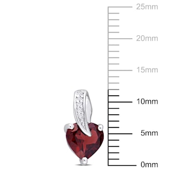 1 3/4 CT TGW Garnet and Diamond Accent Stud Earrings in Sterling Silver