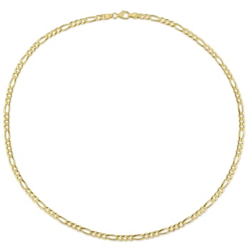3.8MM Figaro Chain Necklace in Yellow Plated Sterling Silver