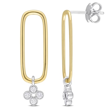 1/3 CT TW Diamond Dangle Earrings in 14K 2-Tone Gold