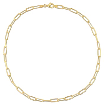 5MM Diamond Cut Paperclip Chain Necklace in Yellow Plated Sterling Silver