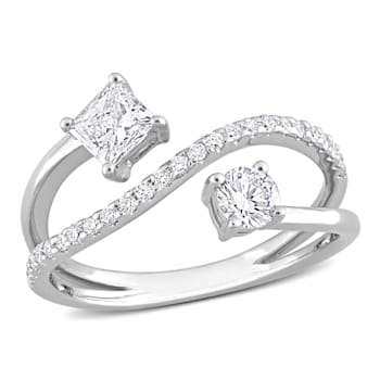 4/5 CT TGW Lab Grown Diamond 2-Stone Bypass Crossover Ring in 14K White Gold