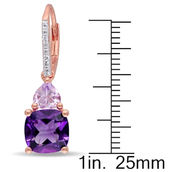 4 1/3 CT TGW Amethyst, Rose de France and Diamond Accent Earrings in
Rose Plated Sterling Silver