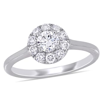 3/4 CT TGW Lab Grown Diamond Halo Engagement Ring in 14K White Gold