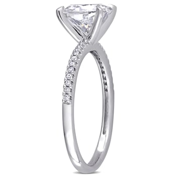 2 CT DEW Created Moissanite and 1/10 CT TW Diamond Engagement Ring in
14K White Gold