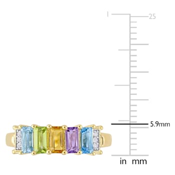 1 1/4 CTW Multi-Gemstone Ring in Yellow Plated Sterling Silver