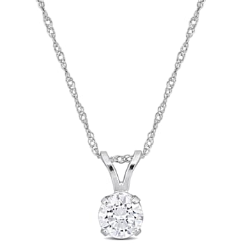 0.50ctw Lab-Grown Diamond Solitaire Pendant with Chain in 14K White Gold