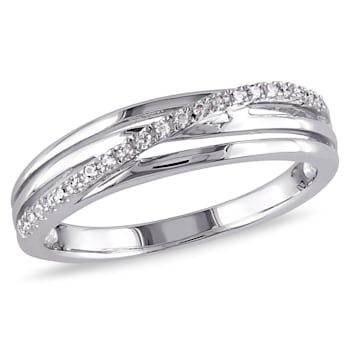 Diamond Crossover Ring in Sterling Silver