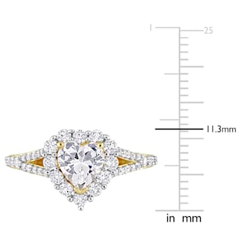 2 2/5 CT TGW Created white Sapphire Heart Halo Ring in Yellow Plated
Sterling Silver