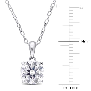 1 4/5 CT DEW Created Moissanite Solitaire Pendant with Chain in Sterling Silver