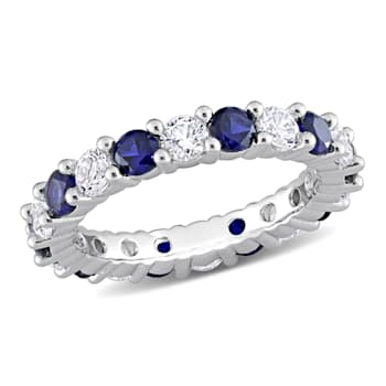 3 1/2 CT TGW Created Blue and White Sapphire Full Eternity Ring in
Sterling Silver