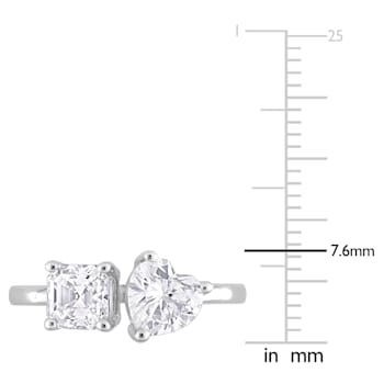 2 CT TGW Created Moissanite 2-Stone Ring in Sterling Silver