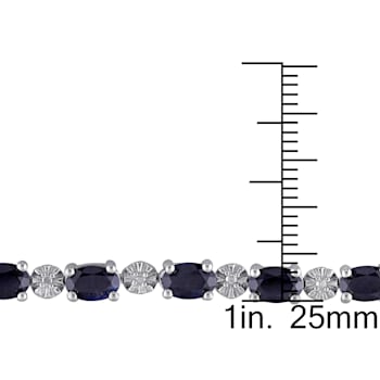 11 1/6 CT TGW Black Sapphire and Diamond Accent Bracelet in Sterling Silver