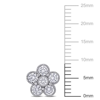 1 CT TW Diamond Flower Stud Earrings in 14k White Gold