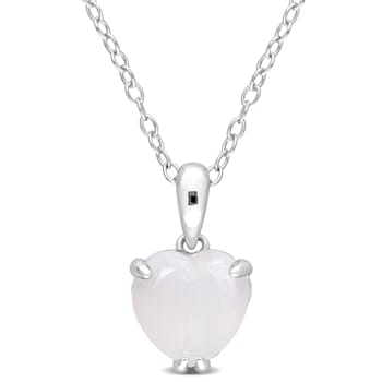 1 1/5 CT TGW Opal Solitaire Pendant With Chain in Sterling Silver