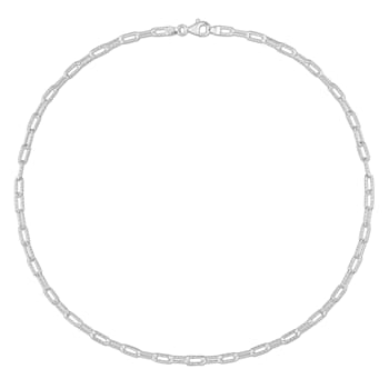 3.5MM Fancy Paperclip Chain Necklace in Sterling Silver