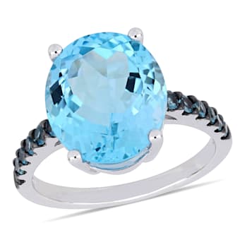 10 1/5 CT TGW London Blue Topaz & Sky Blue Topaz Ring in Sterling
Silver with Black Rhodium