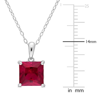 3 5/8 CT TGW Created Ruby Pendant with Chain in Sterling Silver
