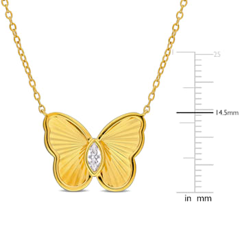 1/5 CT TGW Created White Sapphire Butterfly Necklace in Yellow Plated
Sterling Silver